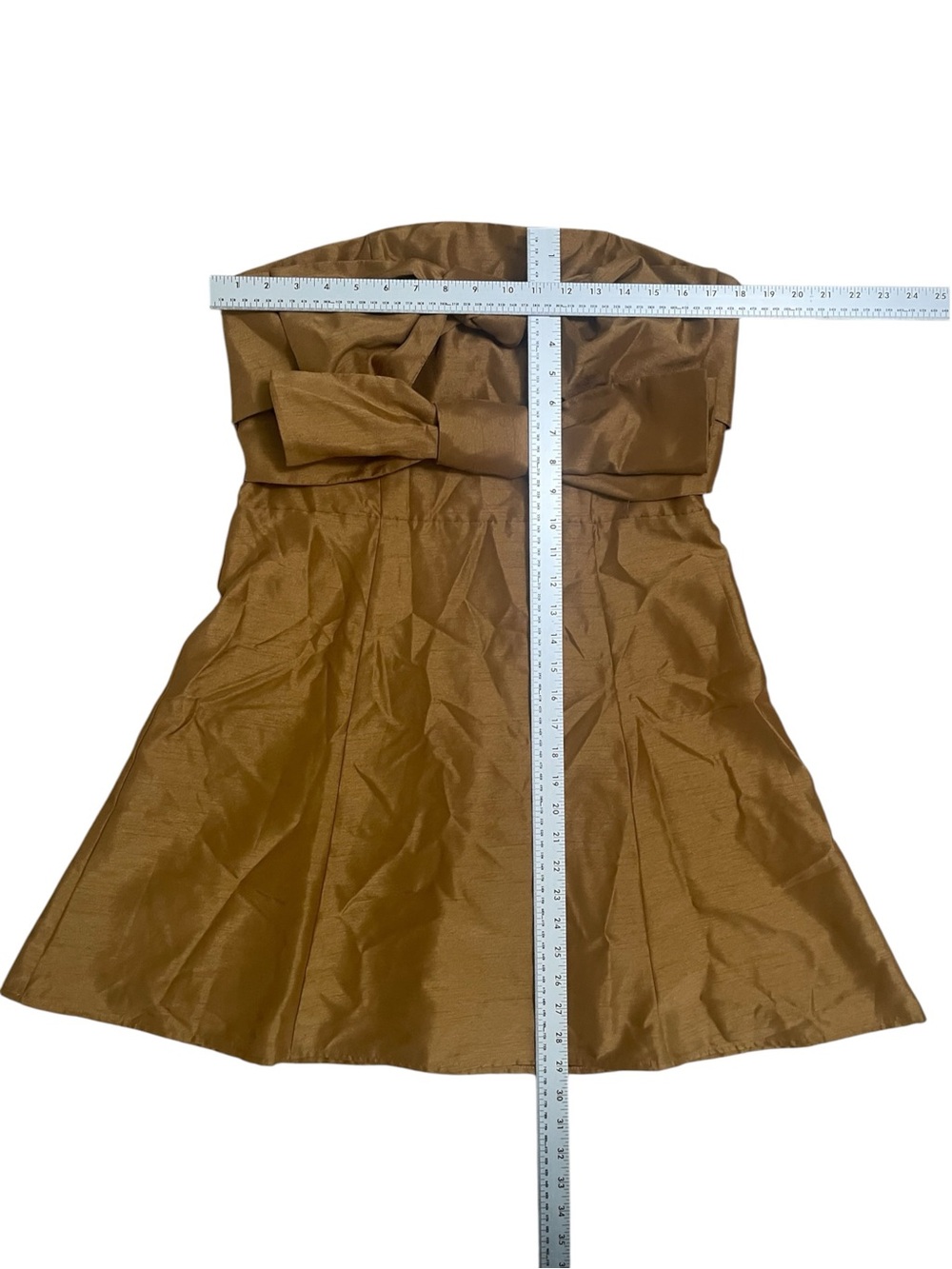 Anthropologie Boskemper Ariel Bronze Bow Strapless Mini Dress New Large - Picture 6 of 11